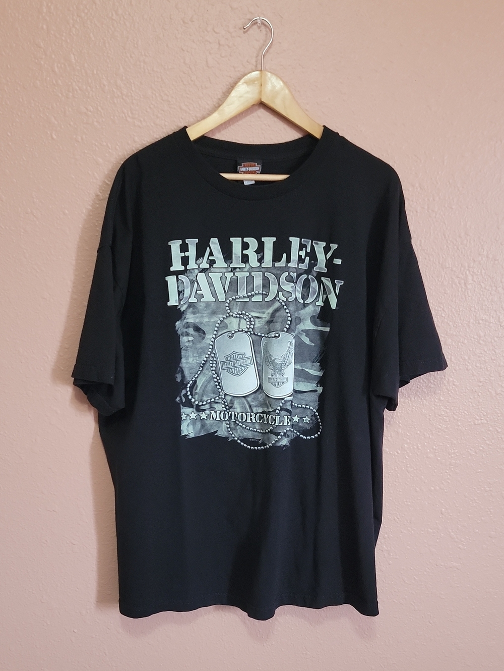 Harley-Davidson Black Tee with Dog Tag Graphic